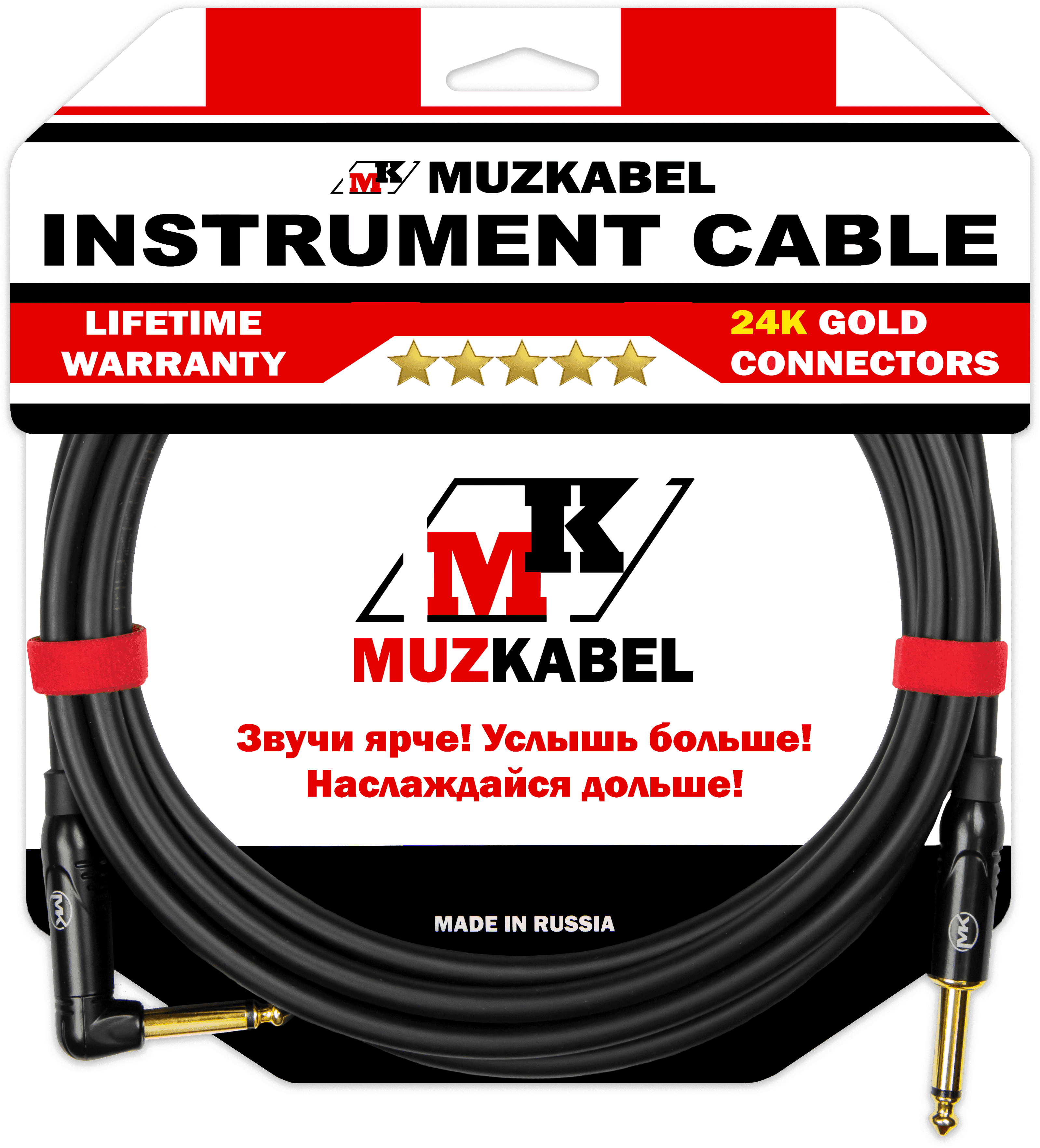 Гитарный кабель MUZKABEL TJCIK3(R), JACK - JACK (Угловой)