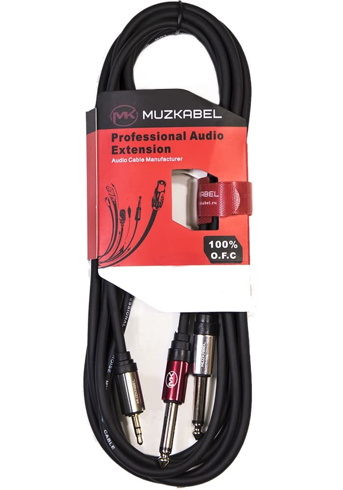 Аудио кабель MUZKABEL EYC01, MINI JACK (3.5) - 2JACK (моно)