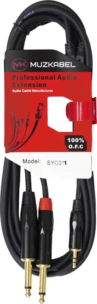 Аудио кабель MUZKABEL SYC01, MINI JACK (3.5) - 2JACK (моно)