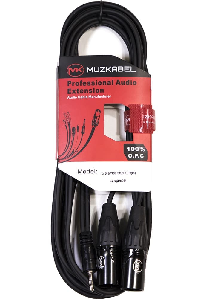 Аудио кабель MUZKABEL AMC20, MINI JACK (3.5) - 2XLR (папа)