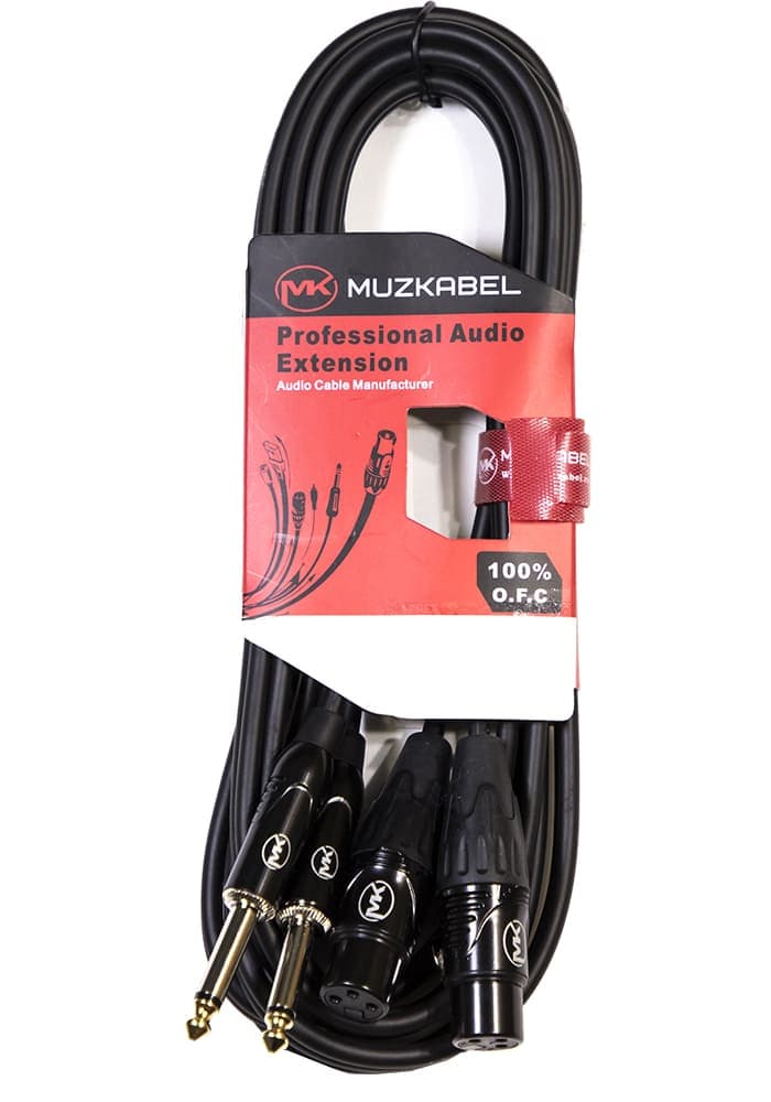 Аудио кабель MUZKABEL AMC10, 2JACK (моно) - 2XLR (мама)