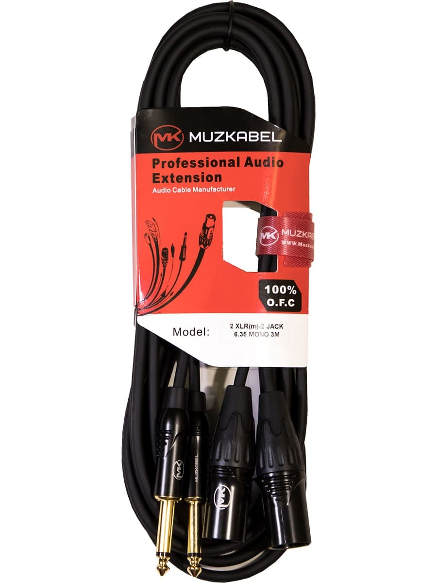 Аудио кабель MUZKABEL AMC12, 2JACK (моно) - 2XLR (папа)